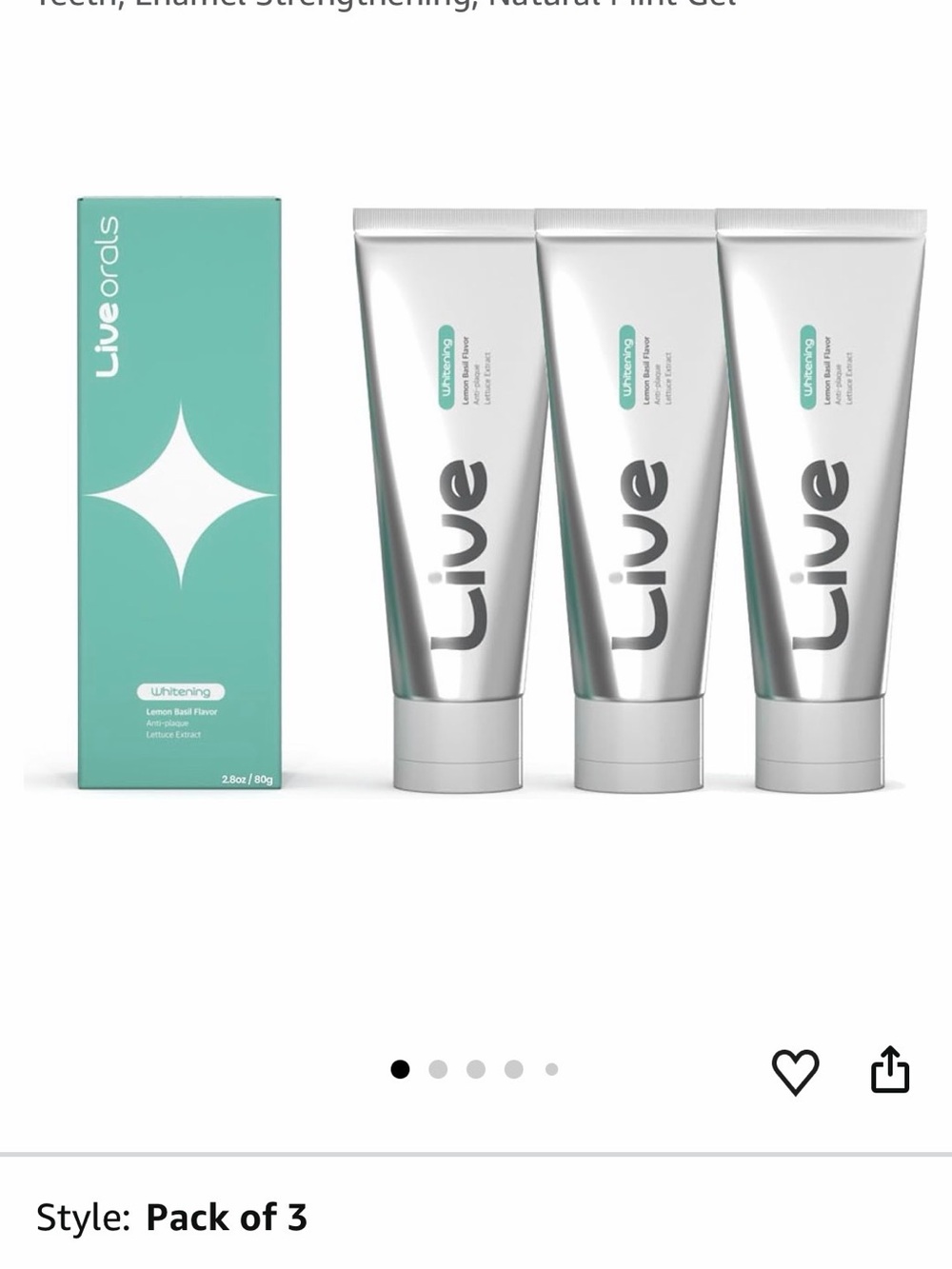 Oral Whitening Toothpaste - Pack of 3, Mint Teal